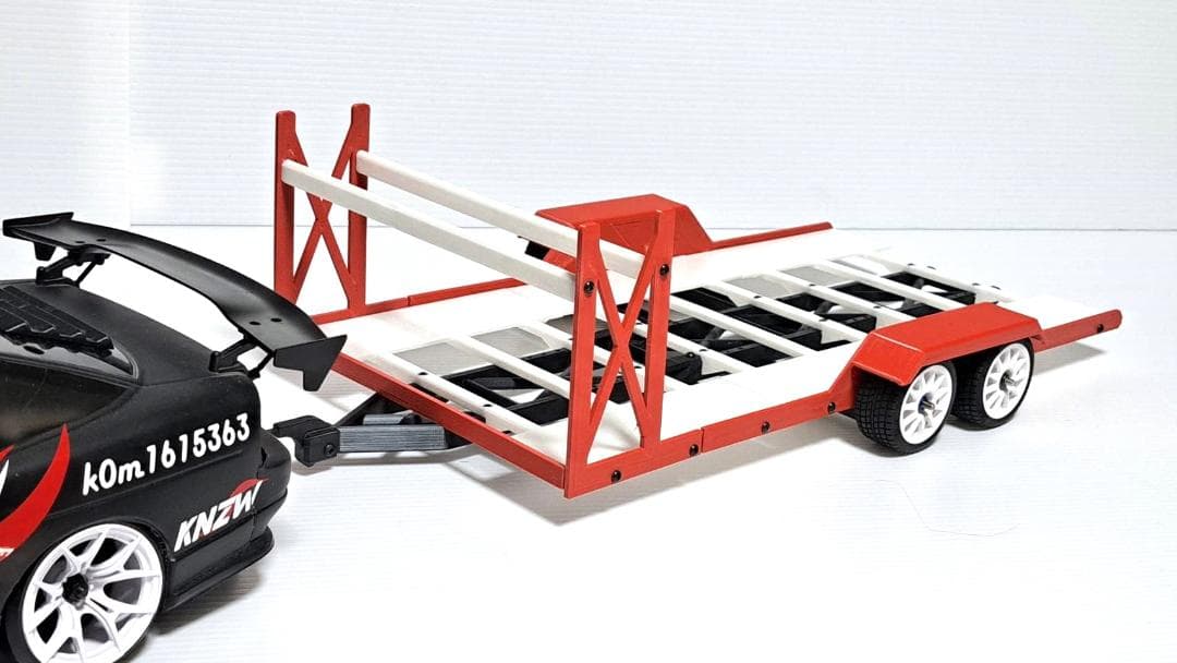 1/10　ラジコン用　車載トレーラー　低床タイプ 2軸仕様 タイヤラック付き