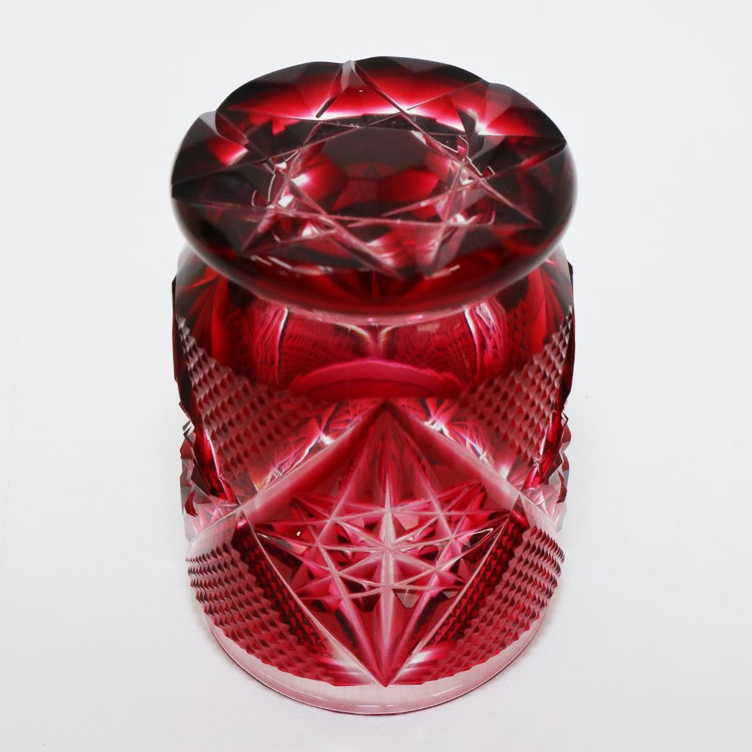 復元 薩摩切子 色被せガラス 切子盃 共布 共箱