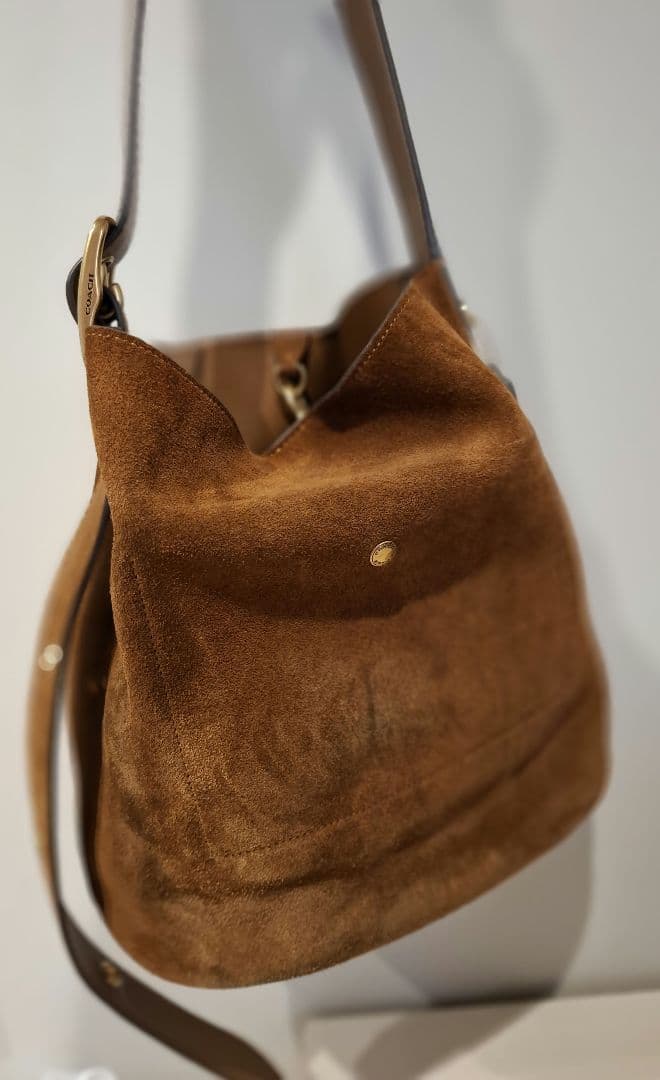 ち*ー様 【美品】COACH ブリーカー バケット バッグ ブラウン 本革 スエ