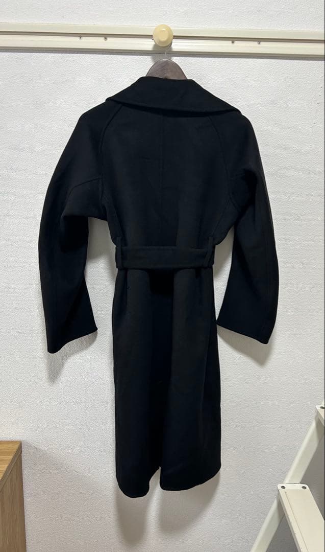 美品 ユニクロ ＋J カシミヤブレンドラップロングコート ブラック M