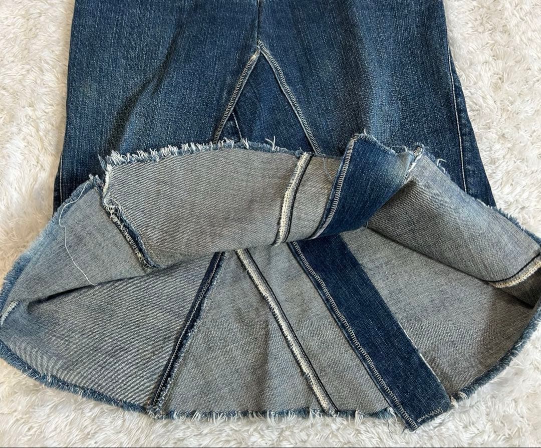 極美品 希少 45rpm デニムスカート インディゴ染め 45R刺繍 リメイク