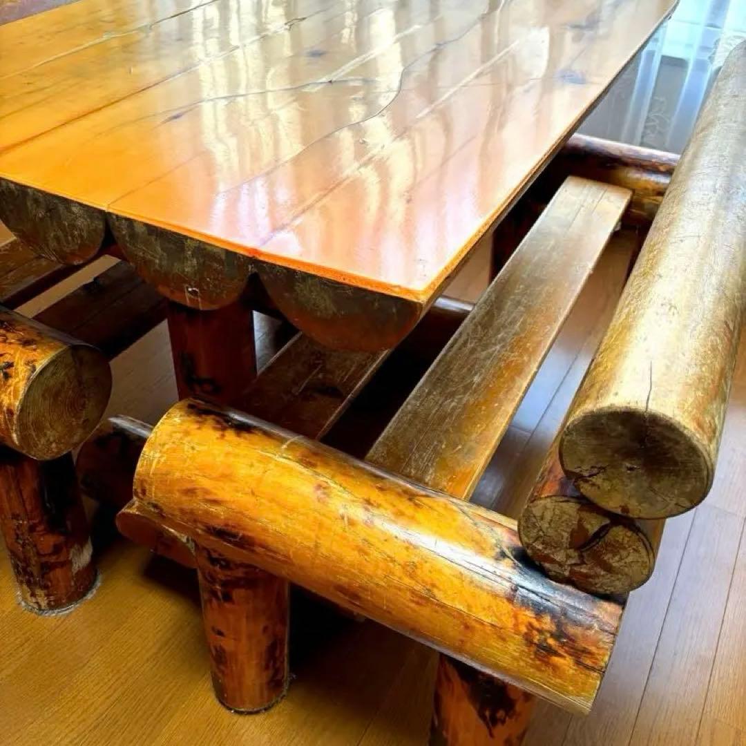 21日までの出品　丸太　ダイニングテーブル