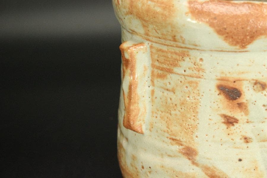 茶道具 紅志野 耳付 水指 芳作 美品(LC845)