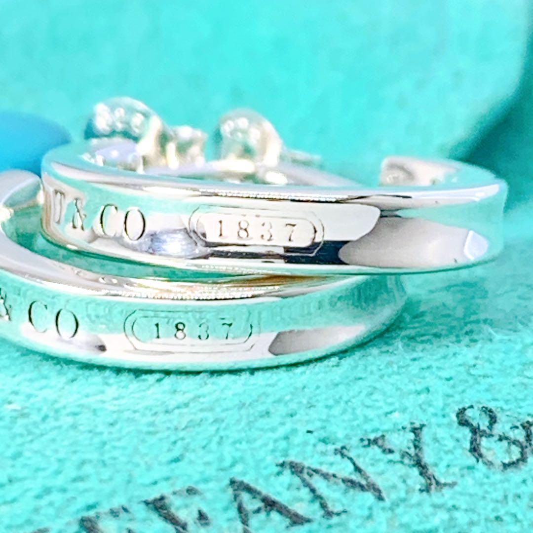 美品 ティファニー 1837 ナロー フープ ピアス キャッチ社外品 シルバー