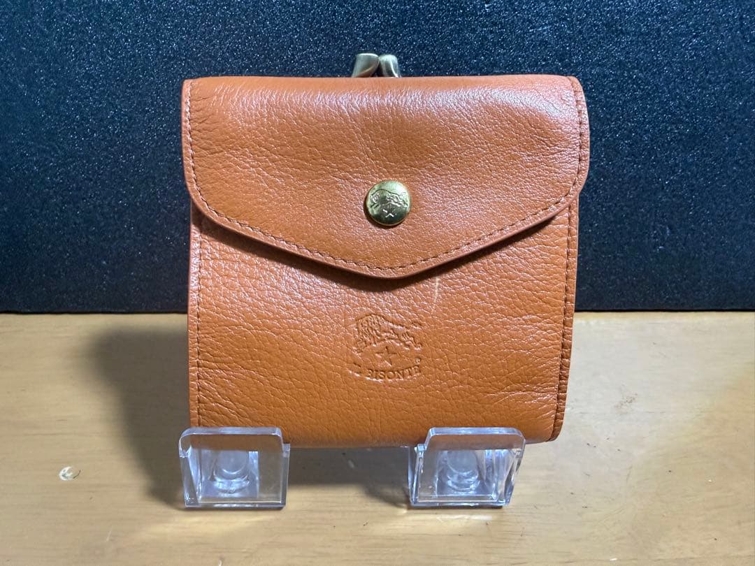 【未使用】イルビゾンテ がま口 二つ折り財布 キャラメル（ヤキヌメ）タグ・袋付