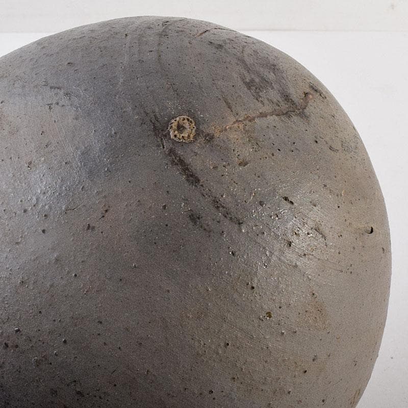 珠洲焼　有孔広口小壷　台座付　合わせ箱　C　R8830H