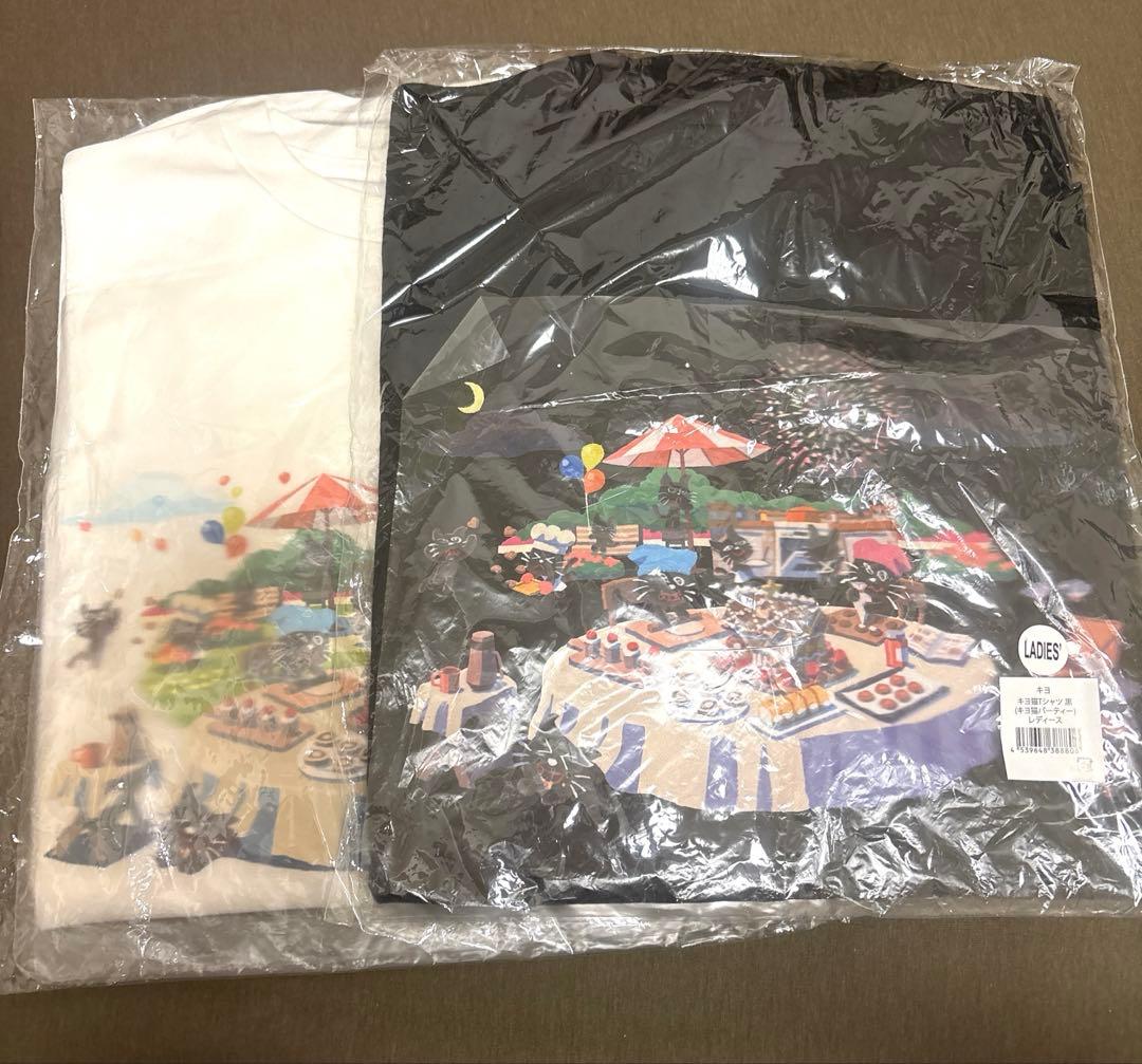キヨ　Tシャツ　キヨ猫パーティー　白黒　レディース