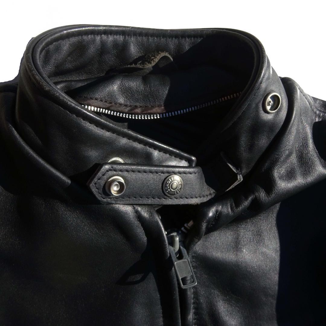USA製立ち襟 Schott ショット 641牛革レザーライダースジャケット34