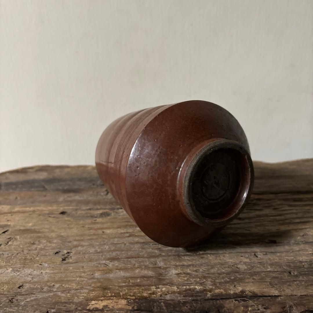 大堀相馬鉄釉もしくは古丹波天目釉徳利　古陶磁.骨董.アンティーク.花入.古民芸