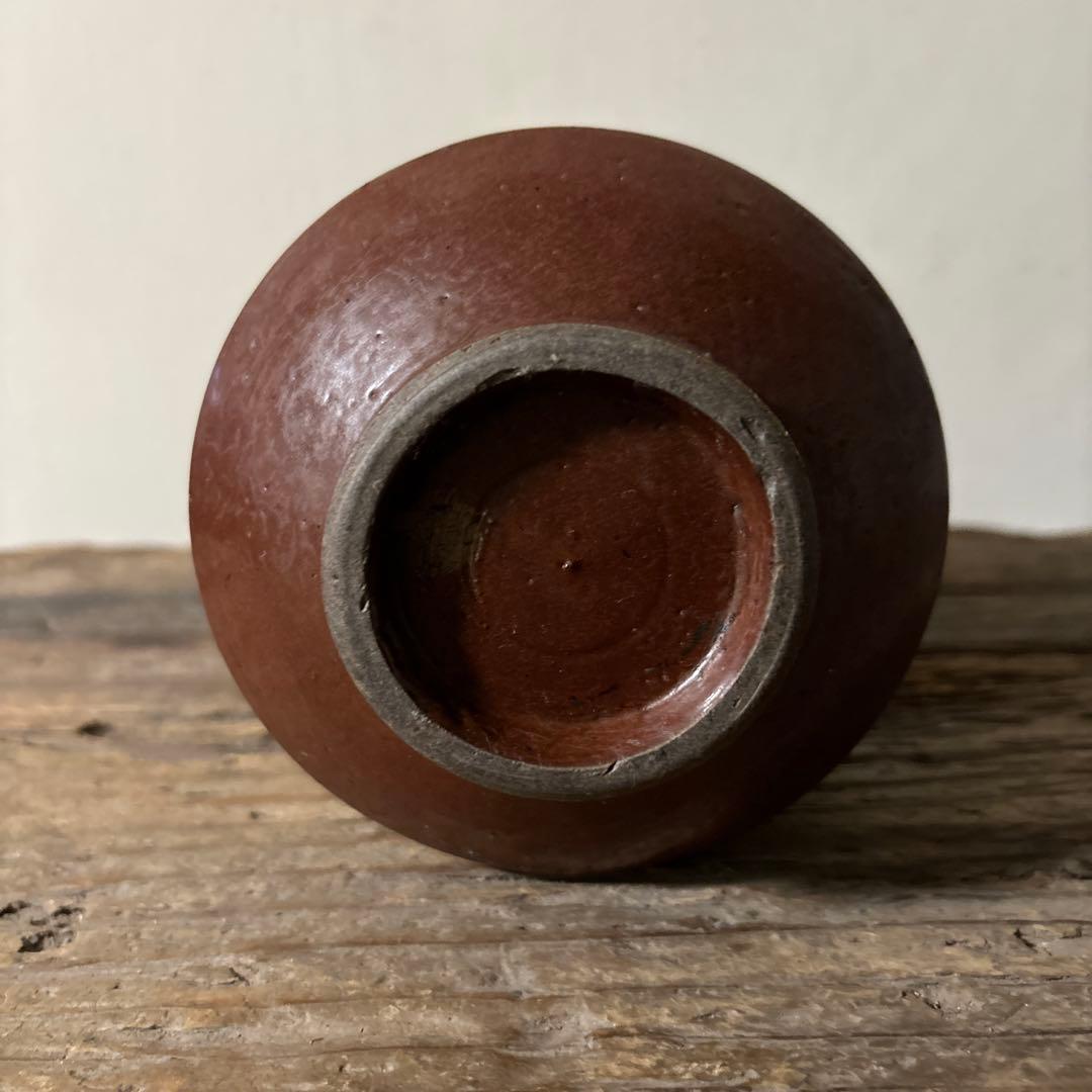 大堀相馬鉄釉もしくは古丹波天目釉徳利　古陶磁.骨董.アンティーク.花入.古民芸