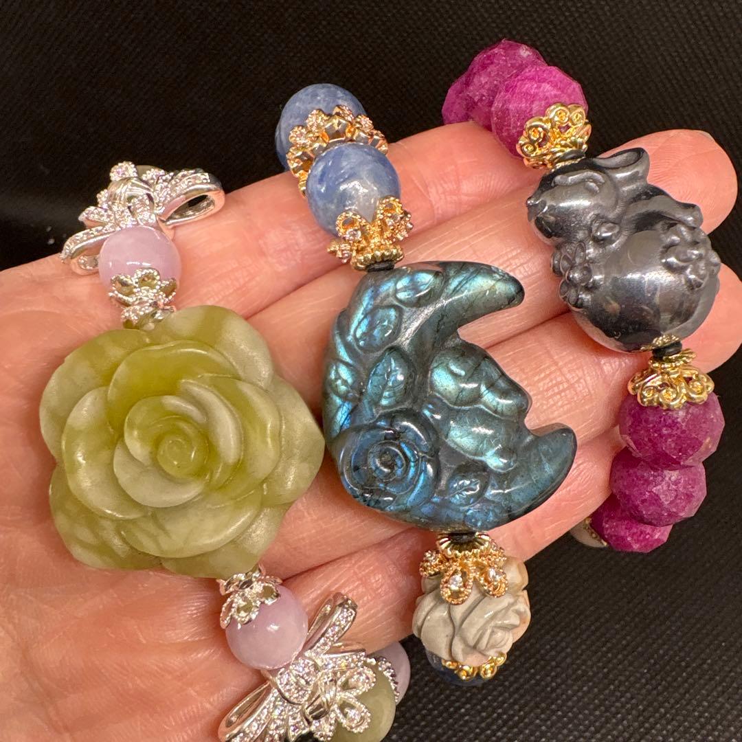 ＊sora⭐️様お取置き7,/2＊ラブラドライト　月とウサギ　カイヤナイトシリカ