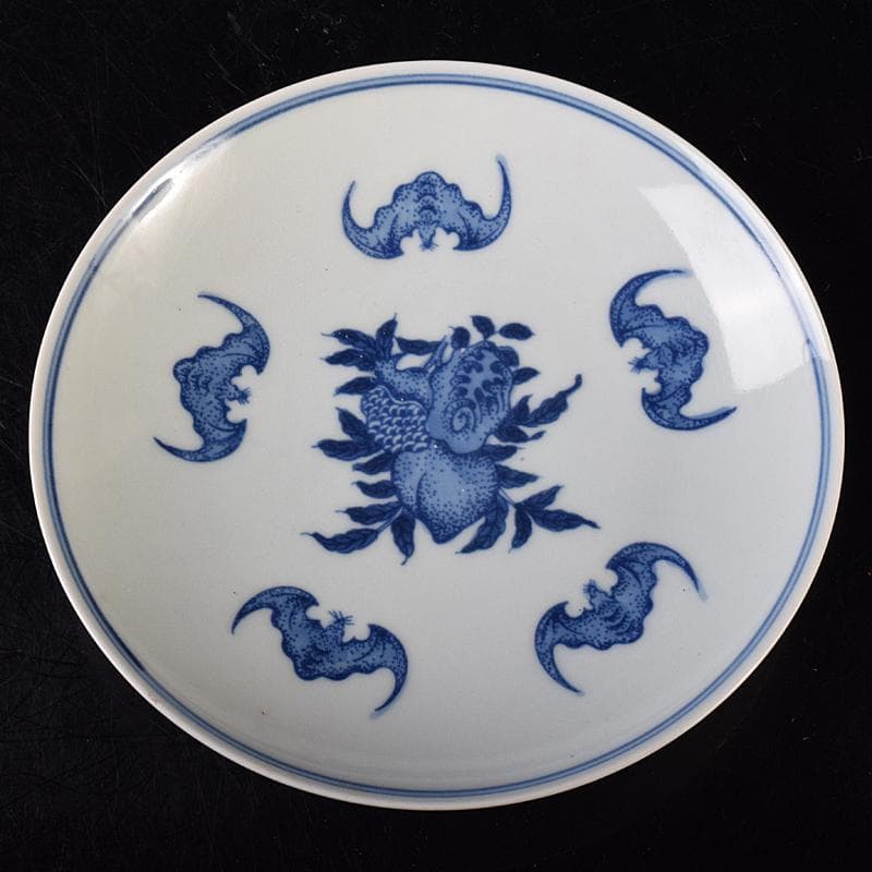 中国　青花　蝙蝠果実文盤　C　8758E