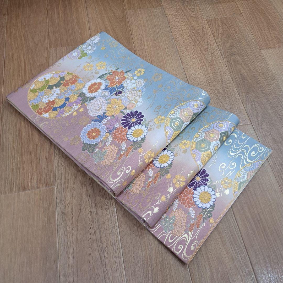 正絹振袖セット ピンク地の古典的な金彩模様と十二単風の重ね仕立 成人式に最適