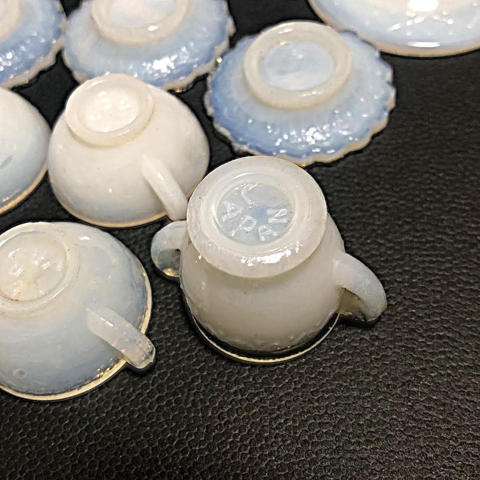 ままごと ティーセット 乳白 ガラス 玩具 検）ペロペロ 金平糖 おはじき 戦前