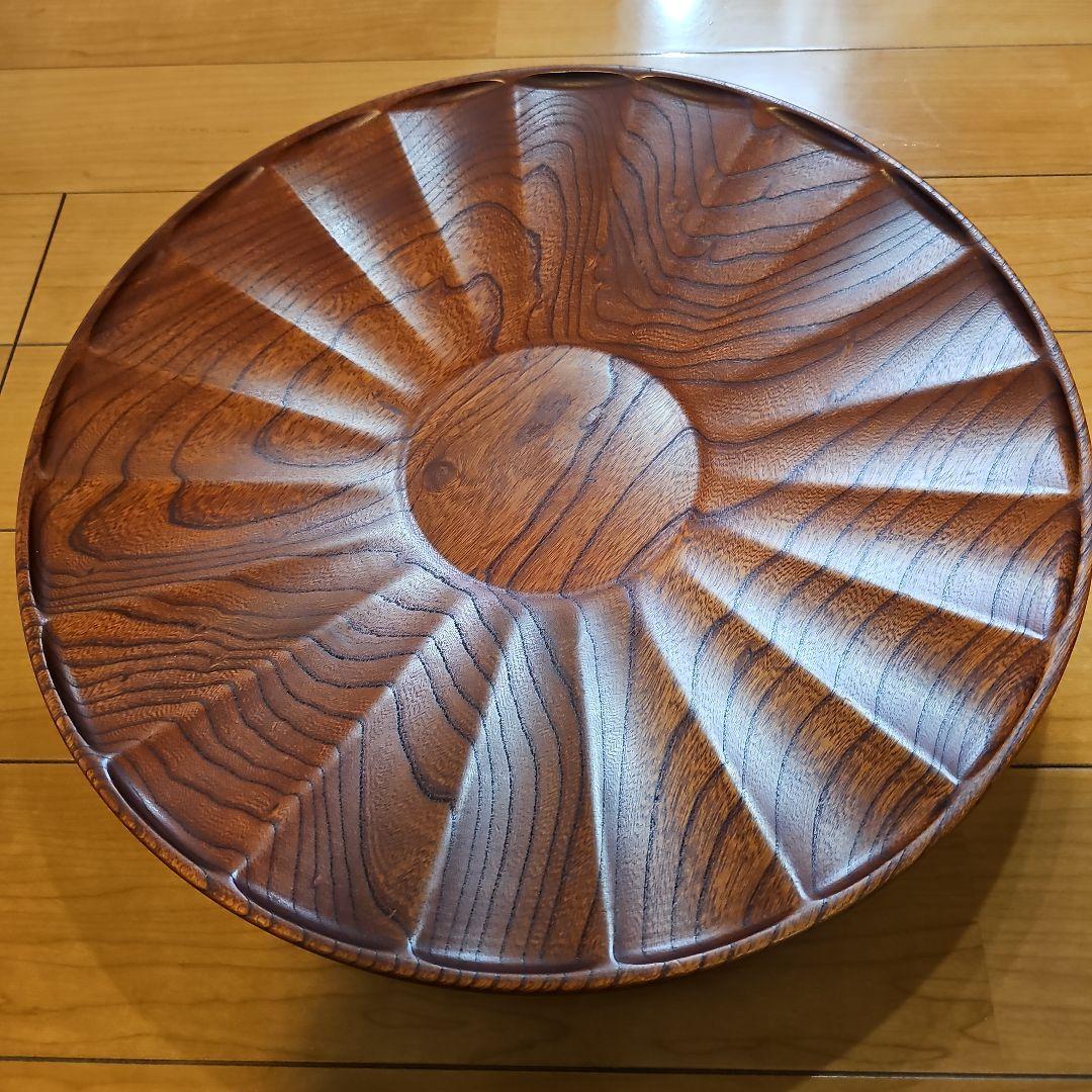 ふき漆　飾り盆40cm　木地挽き
