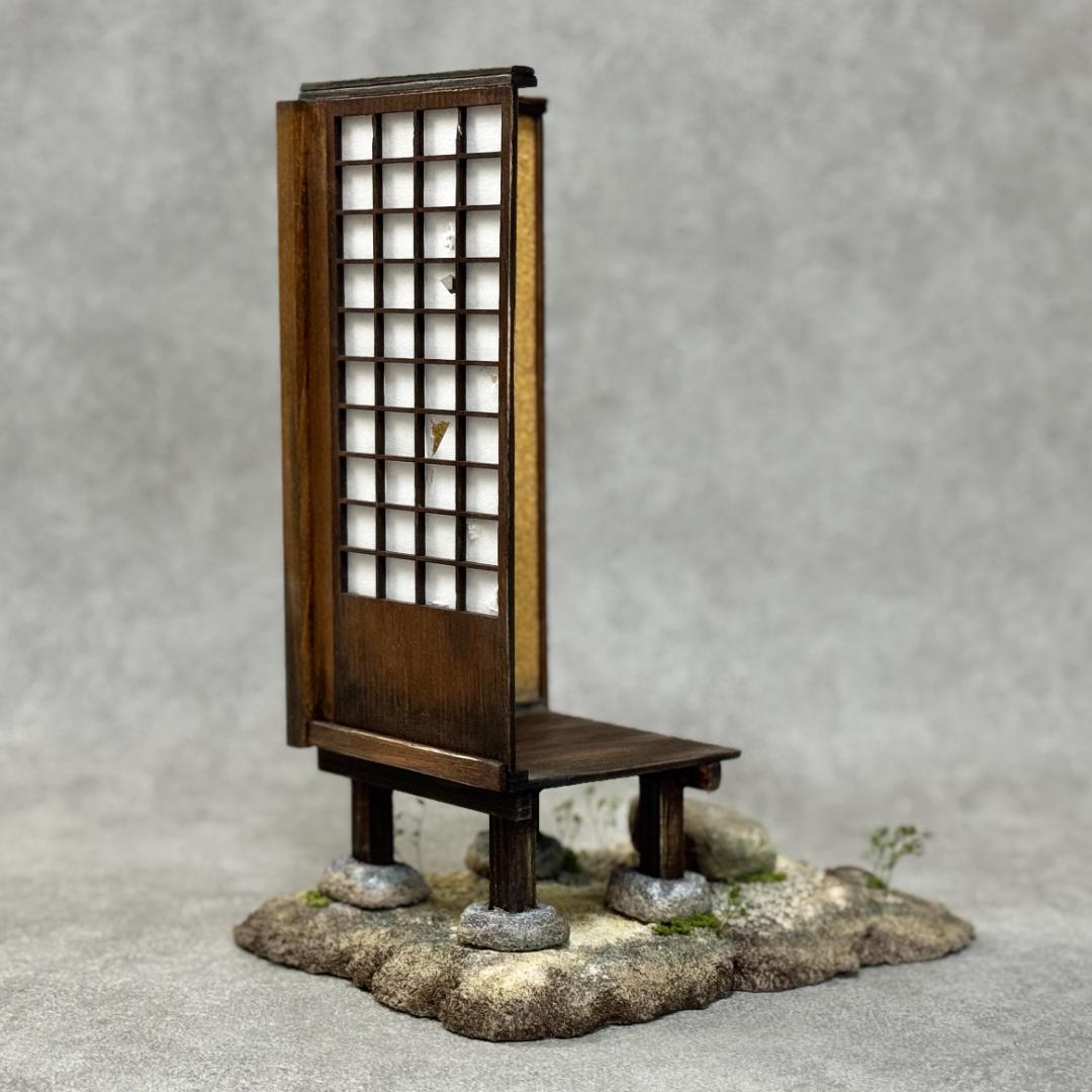 1/12スケール 手作りジオラマ 障子付き日本家屋玄関