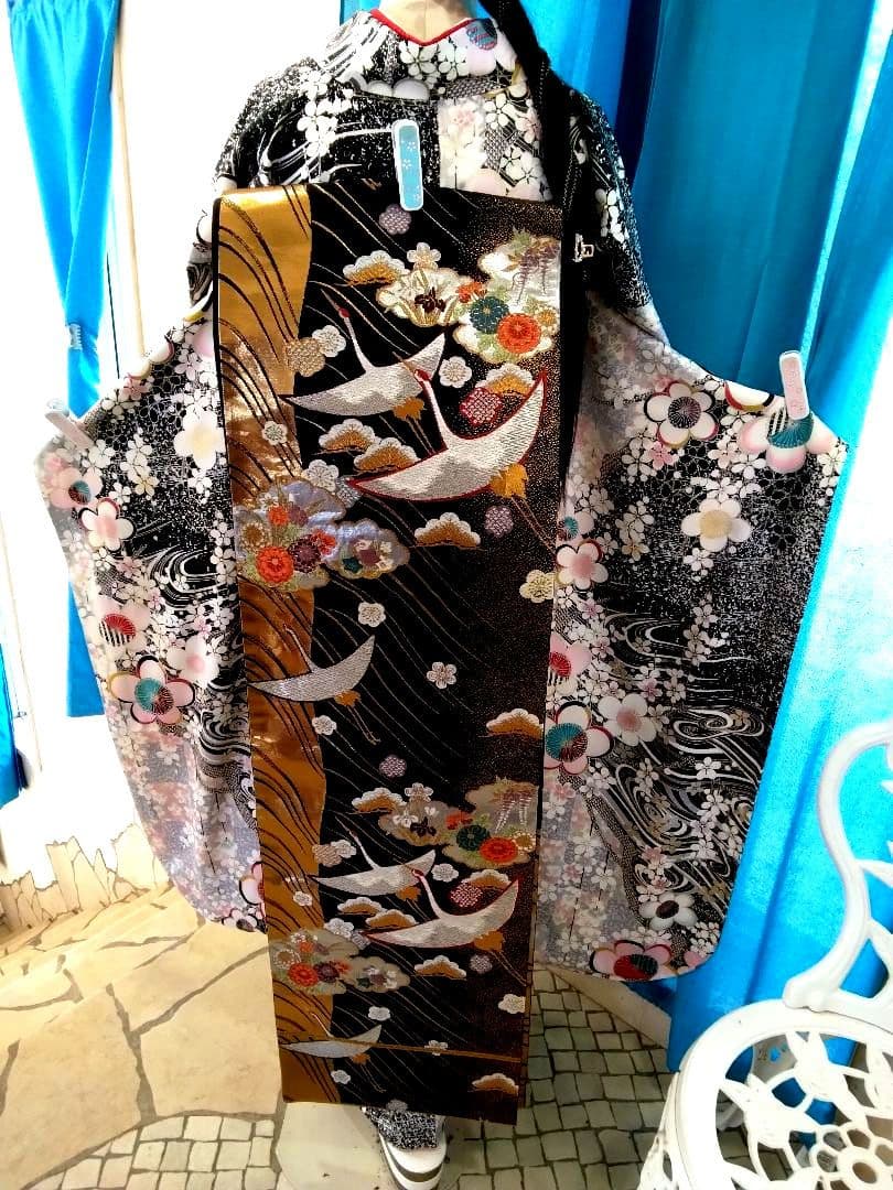 振袖フルセット、正絹振袖成人式、重ね衿帯揚げ帯締め、西陣袋帯、襦袢、ワイドサイズ