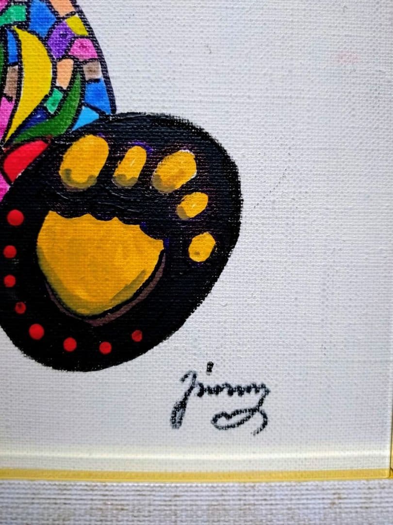 【F6号】ジミー大西【パンダ】手描き作品/表裏サイン/油彩/アクリル/絵画/額縁