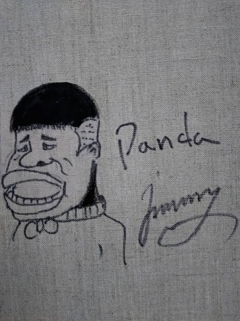 【F6号】ジミー大西【パンダ】手描き作品/表裏サイン/油彩/アクリル/絵画/額縁