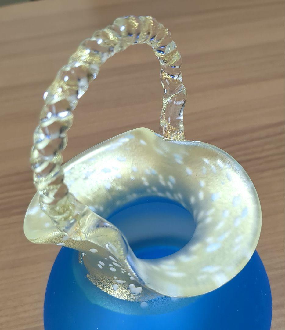 黒木国昭　ガラスアート　 金彩象嵌手付花瓶