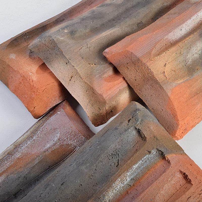 TA　和食器　楽山窯清水日呂志作　焼〆長皿　十客　共布共箱　MR9365B