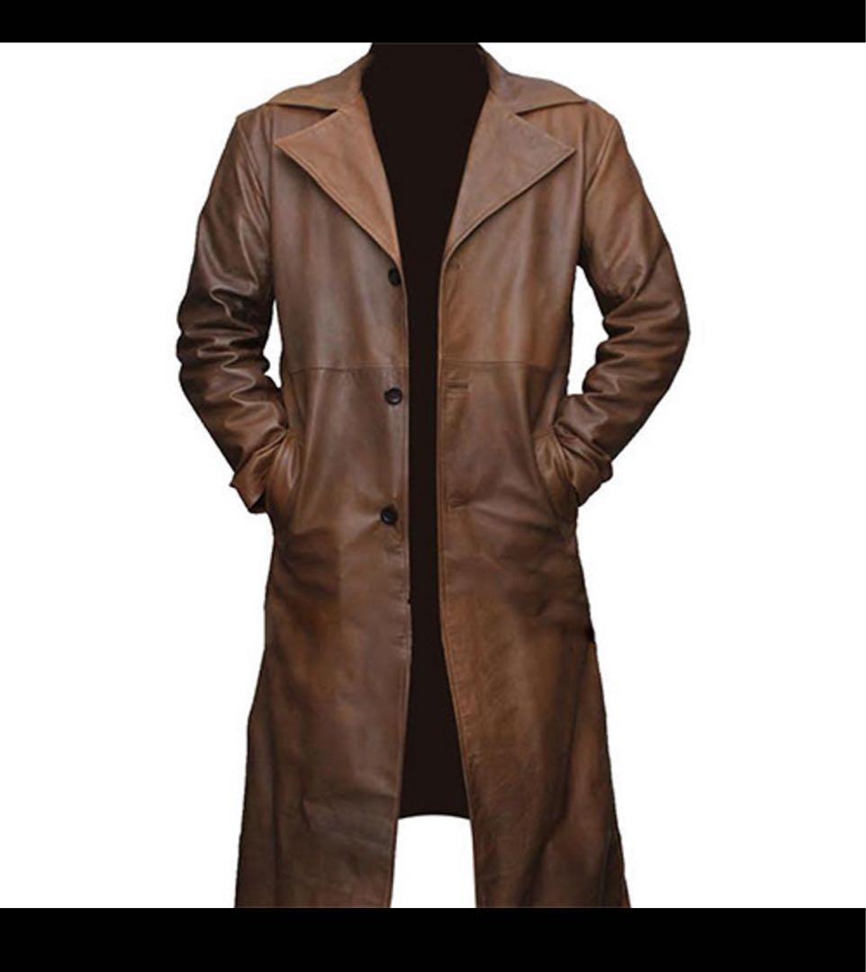 【美品】ブラウン レザー ロングコート