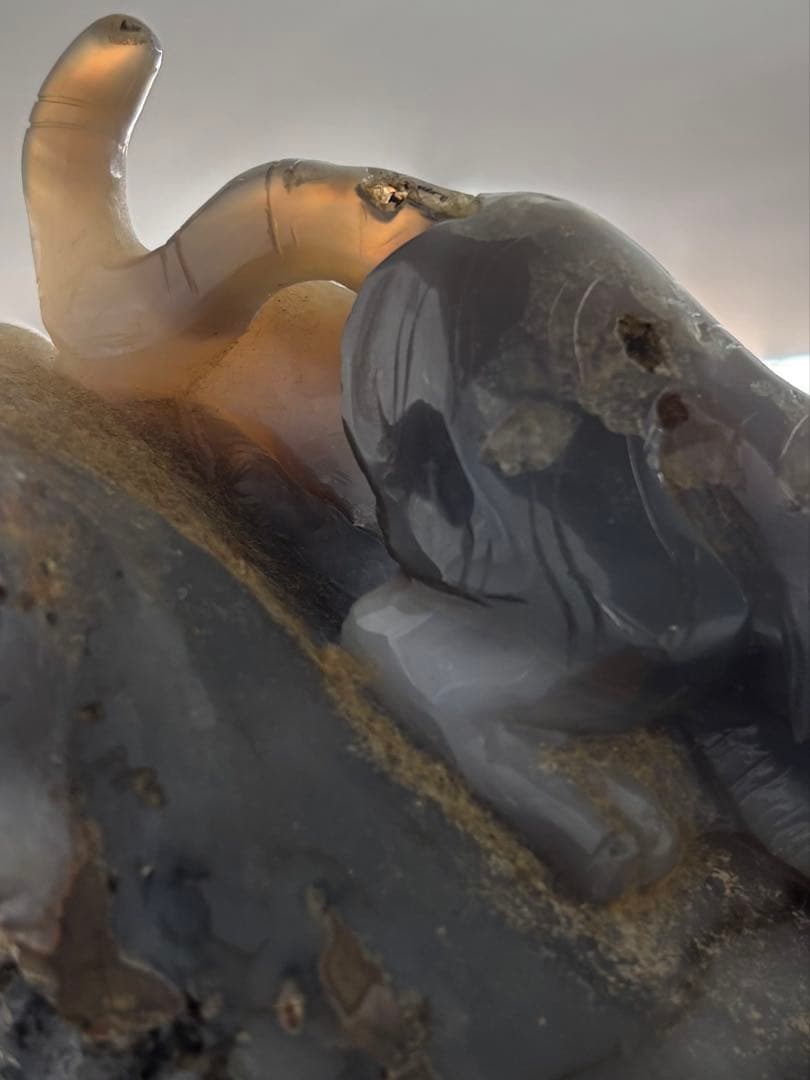 瑪瑙 双虎彫刻置物 希少 中国