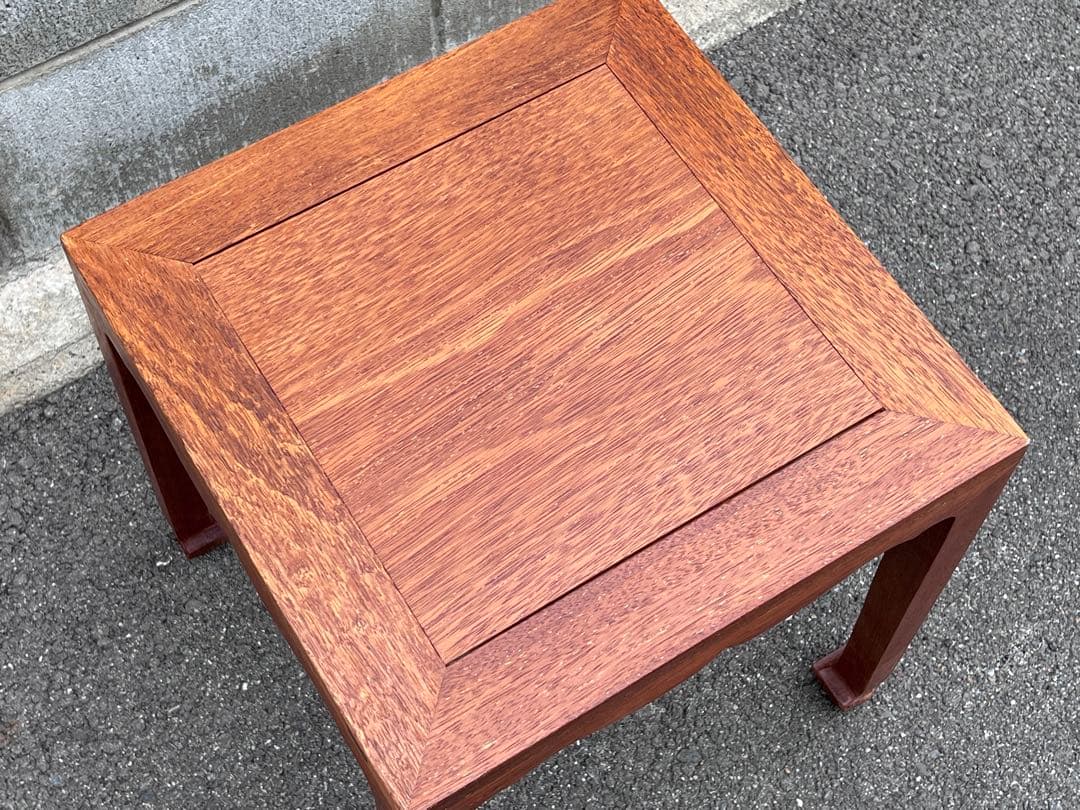 送料無料　唐木　正方高足花台　宋式極簡風　巻雲足　中国美術　飾り台　盆栽台