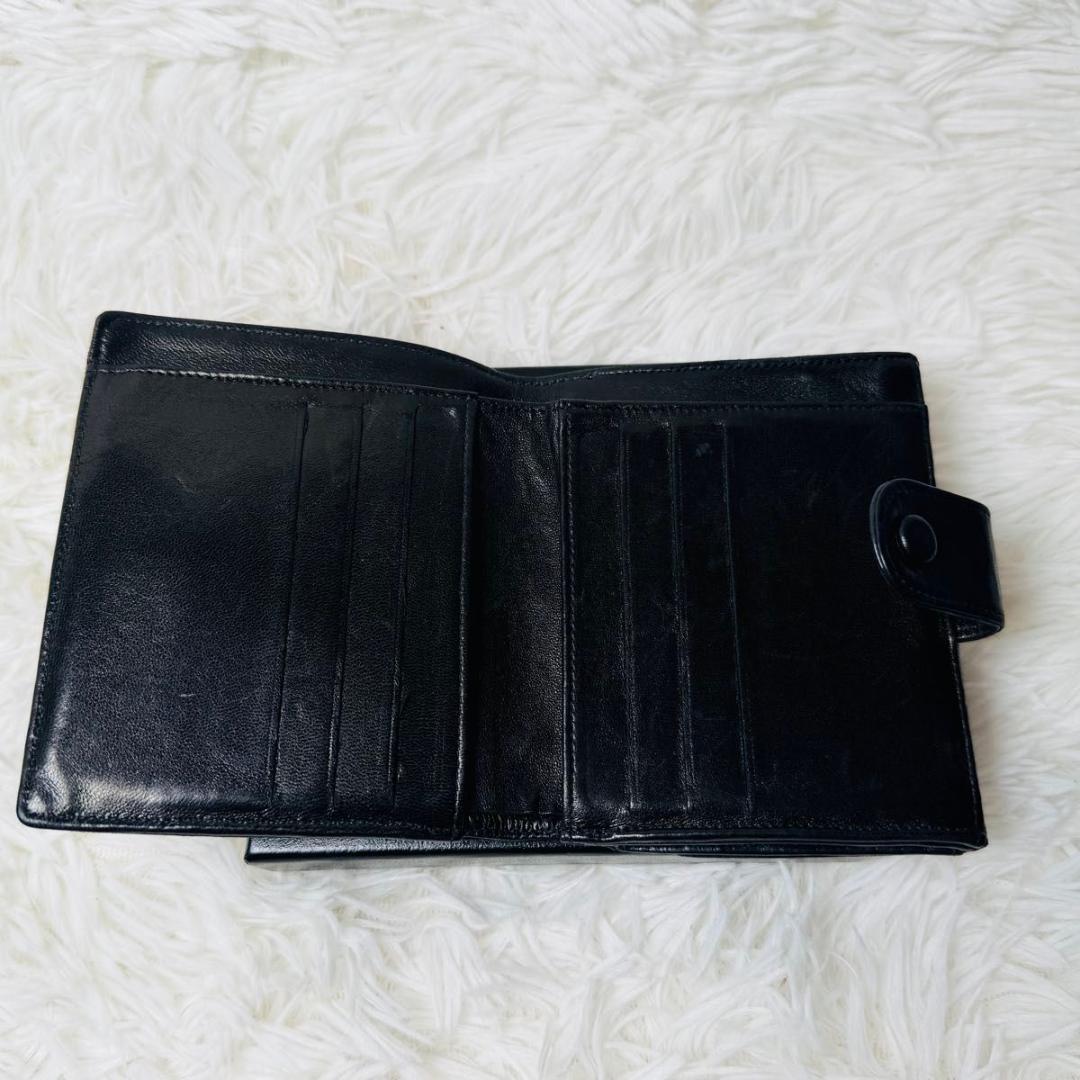 【セール】シャネル　ココマーク　二つ折り財布　黒　ラムスキン　箱付き カードあり
