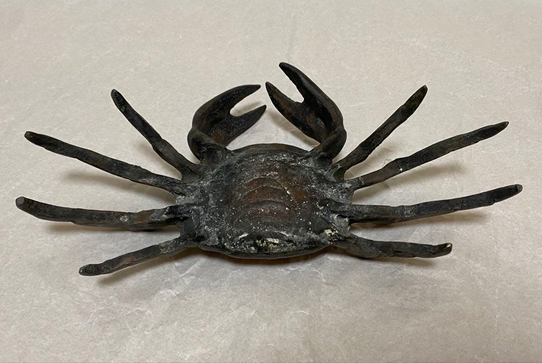 希少！　古銅カニ置物　オブジェ　超特大　手造り