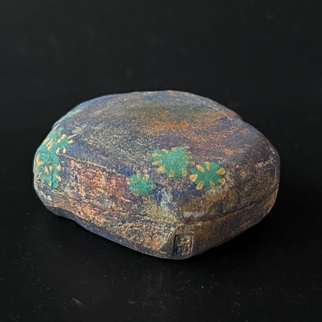 茶道具　さざれ石　香合　人形屋　大島嘉楽　共箱　古稀　伏見人形　祝事　茶会　正月