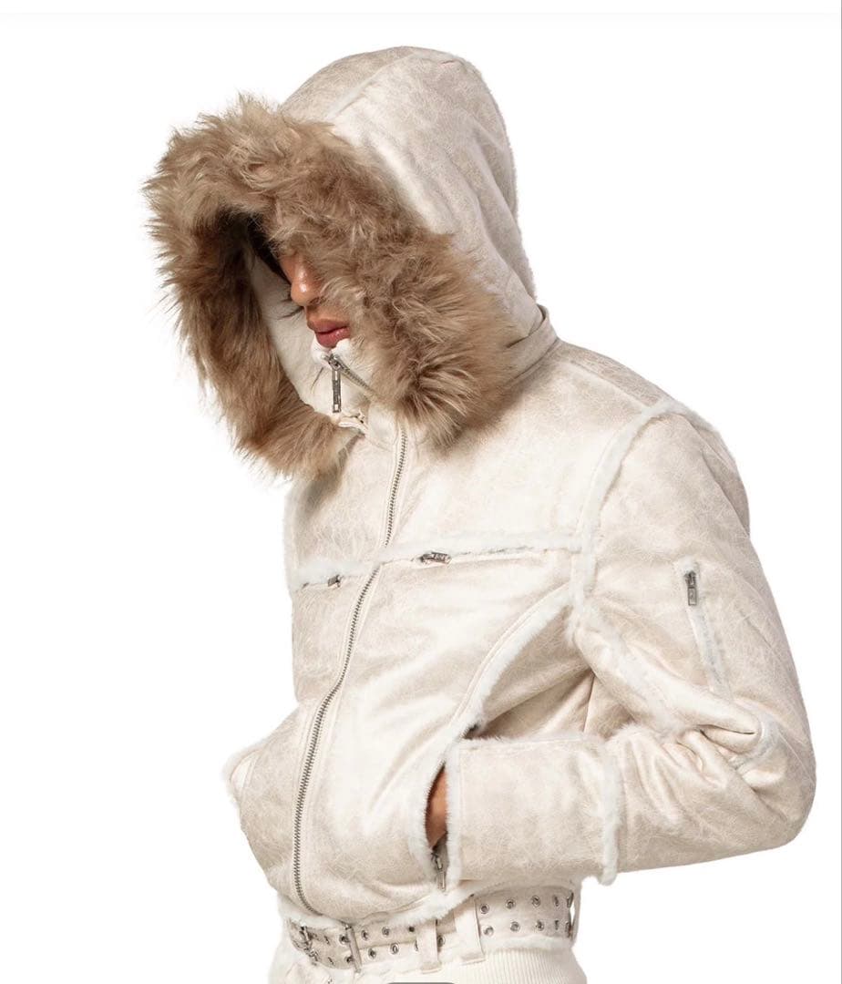 ジャケット・アウター Racer Worldwide white SHEEPASKIN JACKET