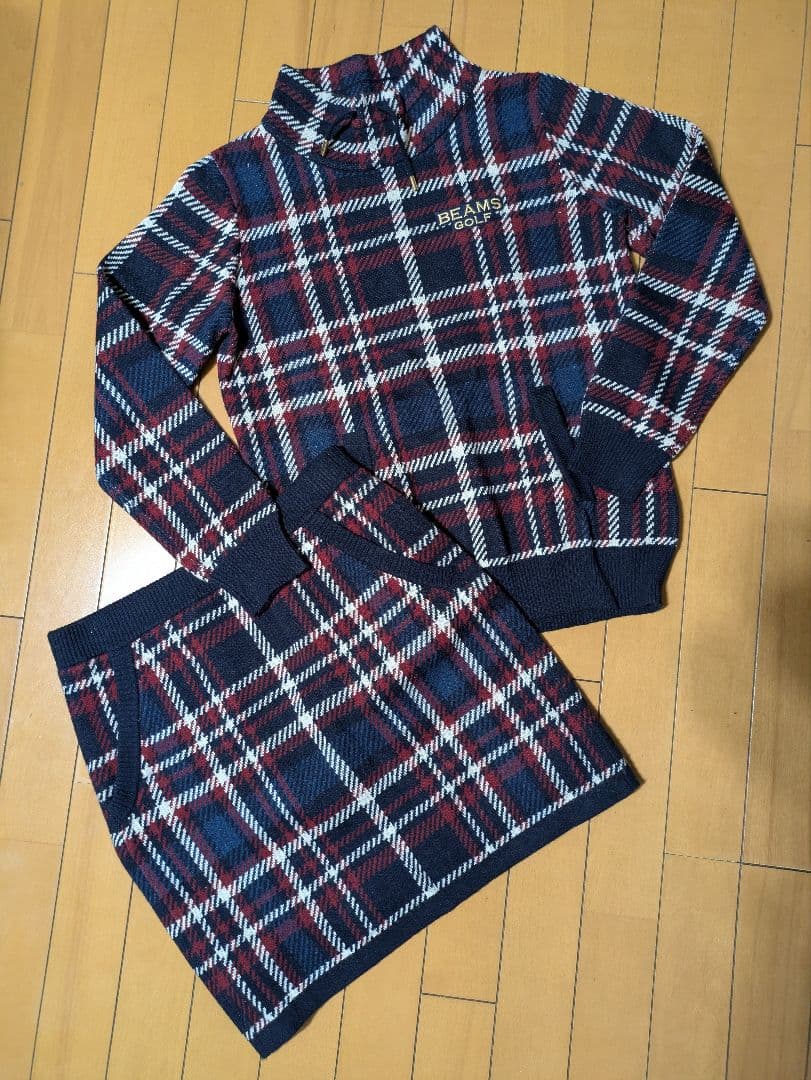 BEAMS GOLF チェック柄 セーター・スカートセットアップ