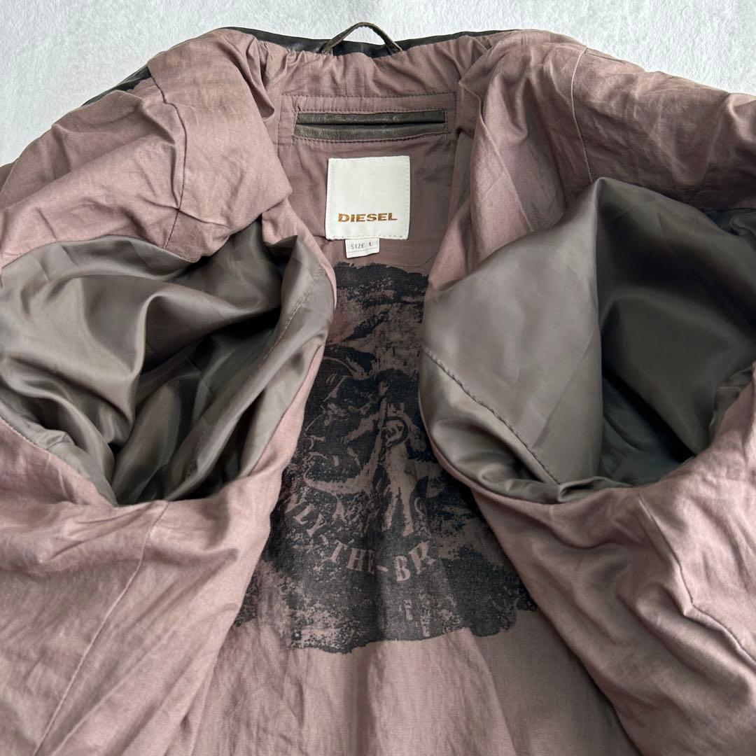 ま*l様 ディーゼル 羊革レザー シングルライダース ジャケット L レーシング