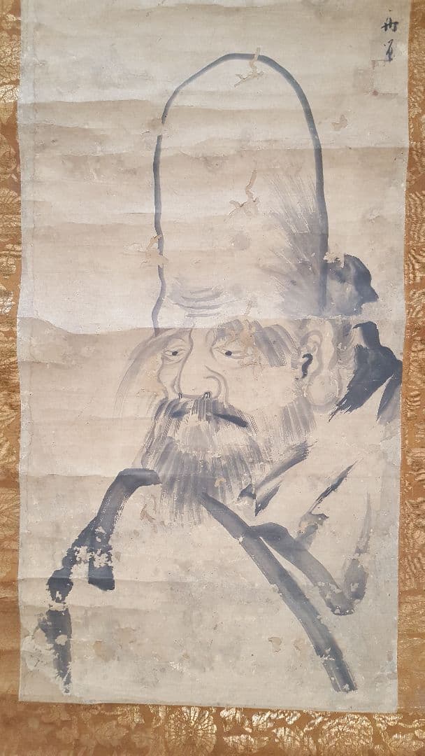 AKａ4883　雪舟　肉筆　掛軸