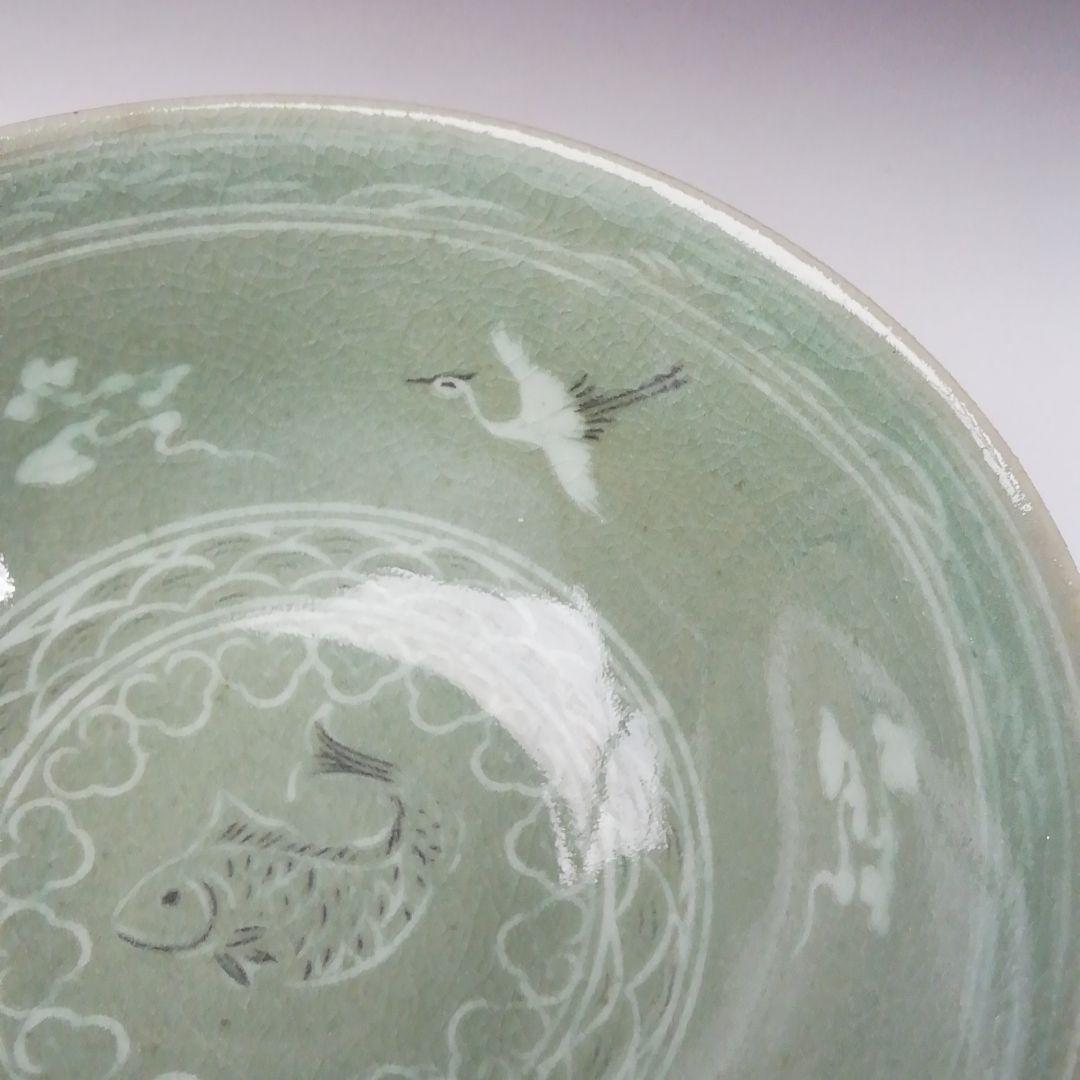 Ｔ１４０　茶碗　『高麗青磁』『石峰　趙懋鎬作』　共箱　抹茶碗　茶道具