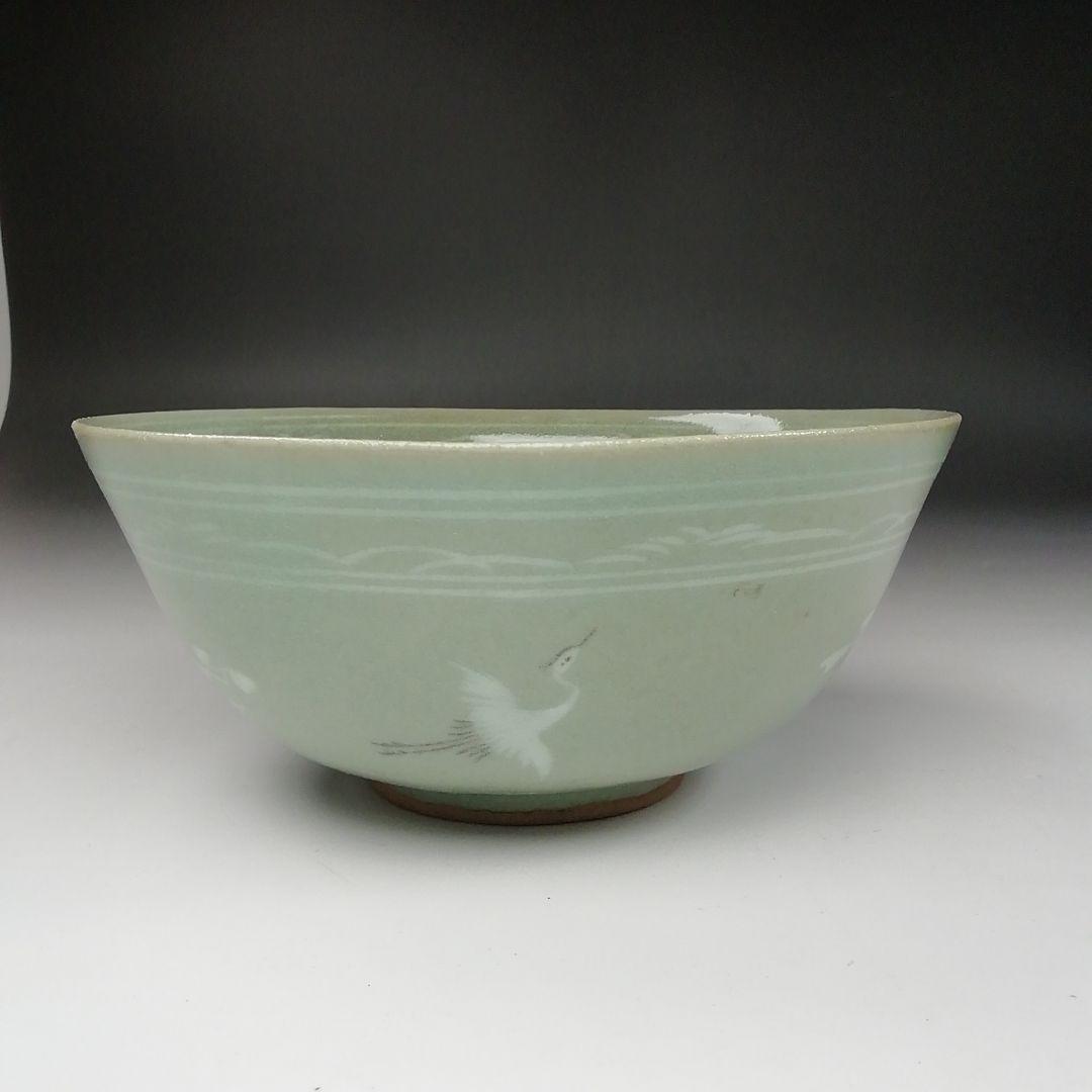 Ｔ１４０　茶碗　『高麗青磁』『石峰　趙懋鎬作』　共箱　抹茶碗　茶道具