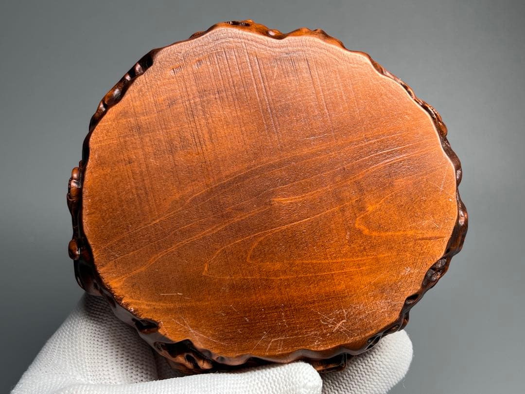 古美術　黄楊木　本物拓植　香炉　香道具　置物　九尾の狐　手作り　極細密彫　極美品