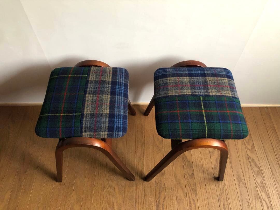 秋田木工 曲木 剣持スツール 2脚セット ヴィンテージ家具 古代色 レトロ 民藝