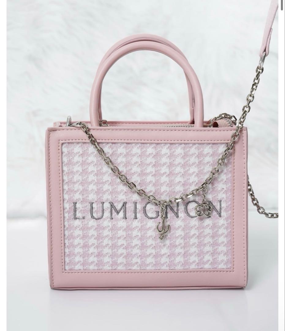 Lumignon houndstooth 2way bag ピンク