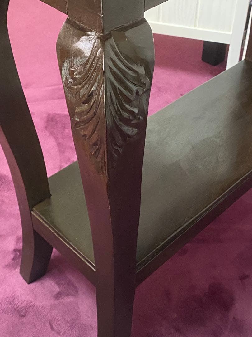 透かし彫♦️彫刻 猫脚 コンソールテーブル♦️コロニアル アンティーク♦️ブラウン