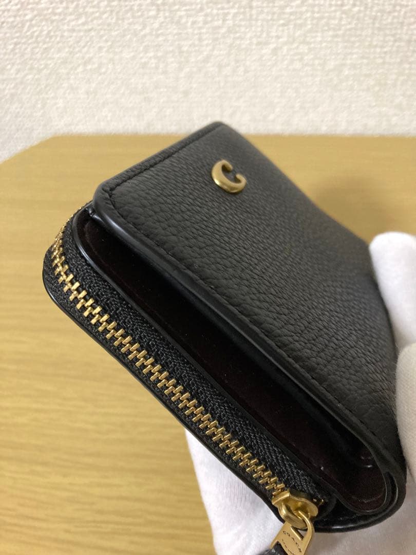 【極美品】COACH ビルフォールドウォレット　　二つ折り財布　ブラック　レザー