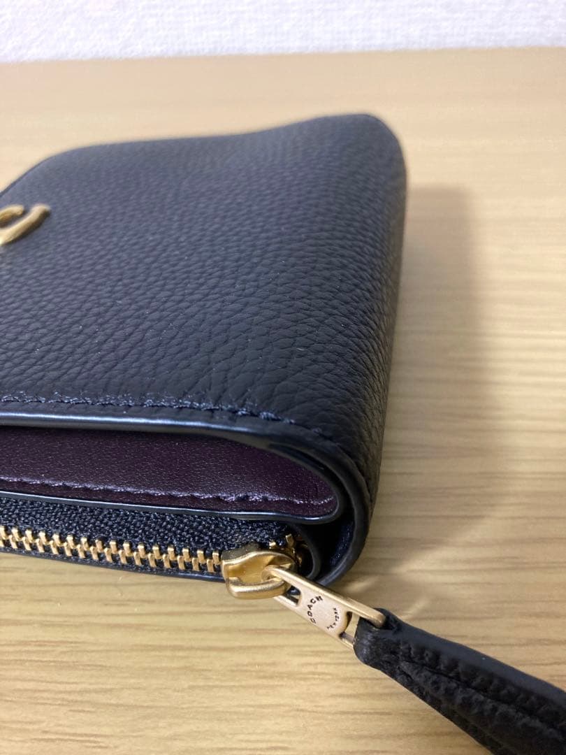 【極美品】COACH ビルフォールドウォレット　　二つ折り財布　ブラック　レザー
