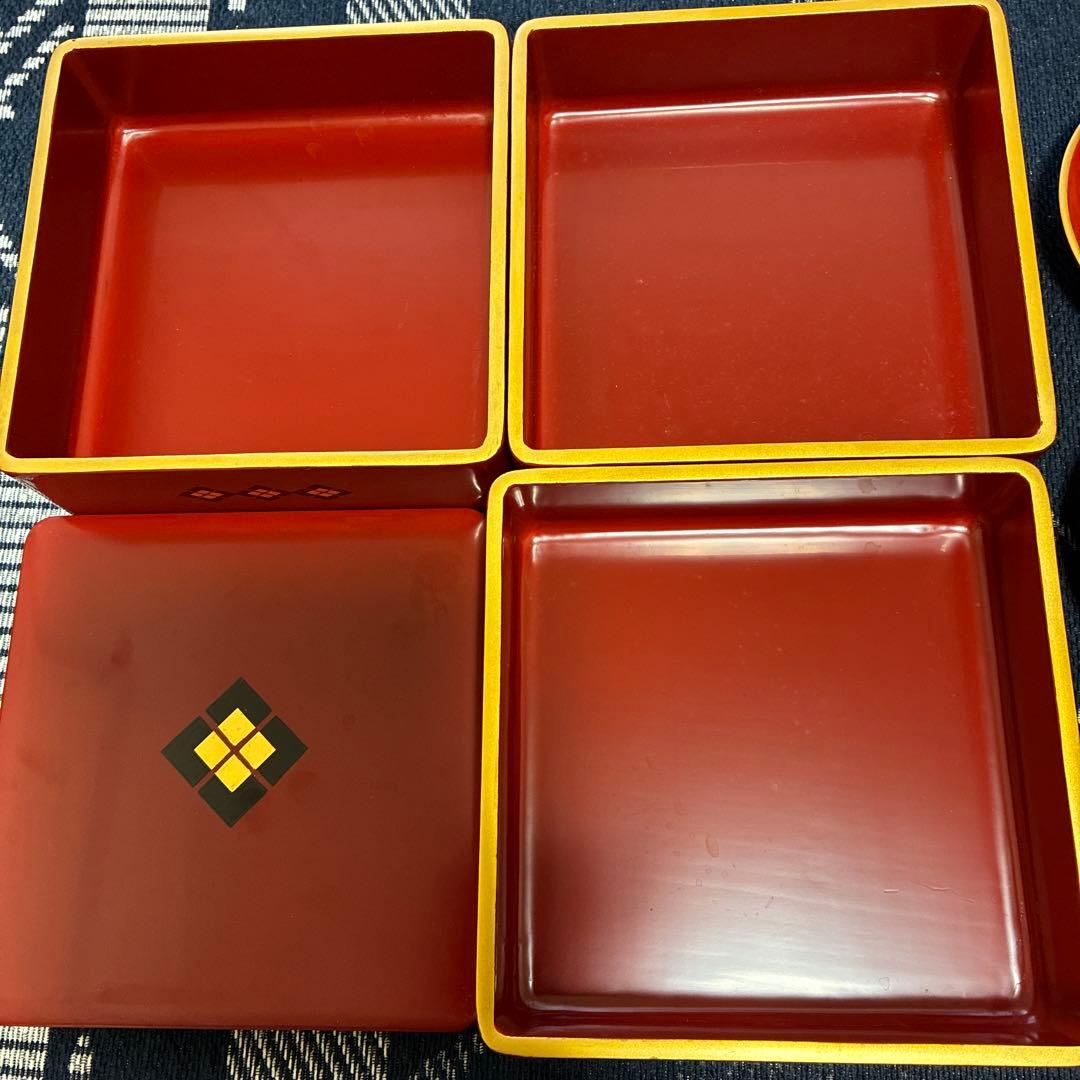 秀衡塗 ☆美品☆3段重箱と皿5枚と盆のセット