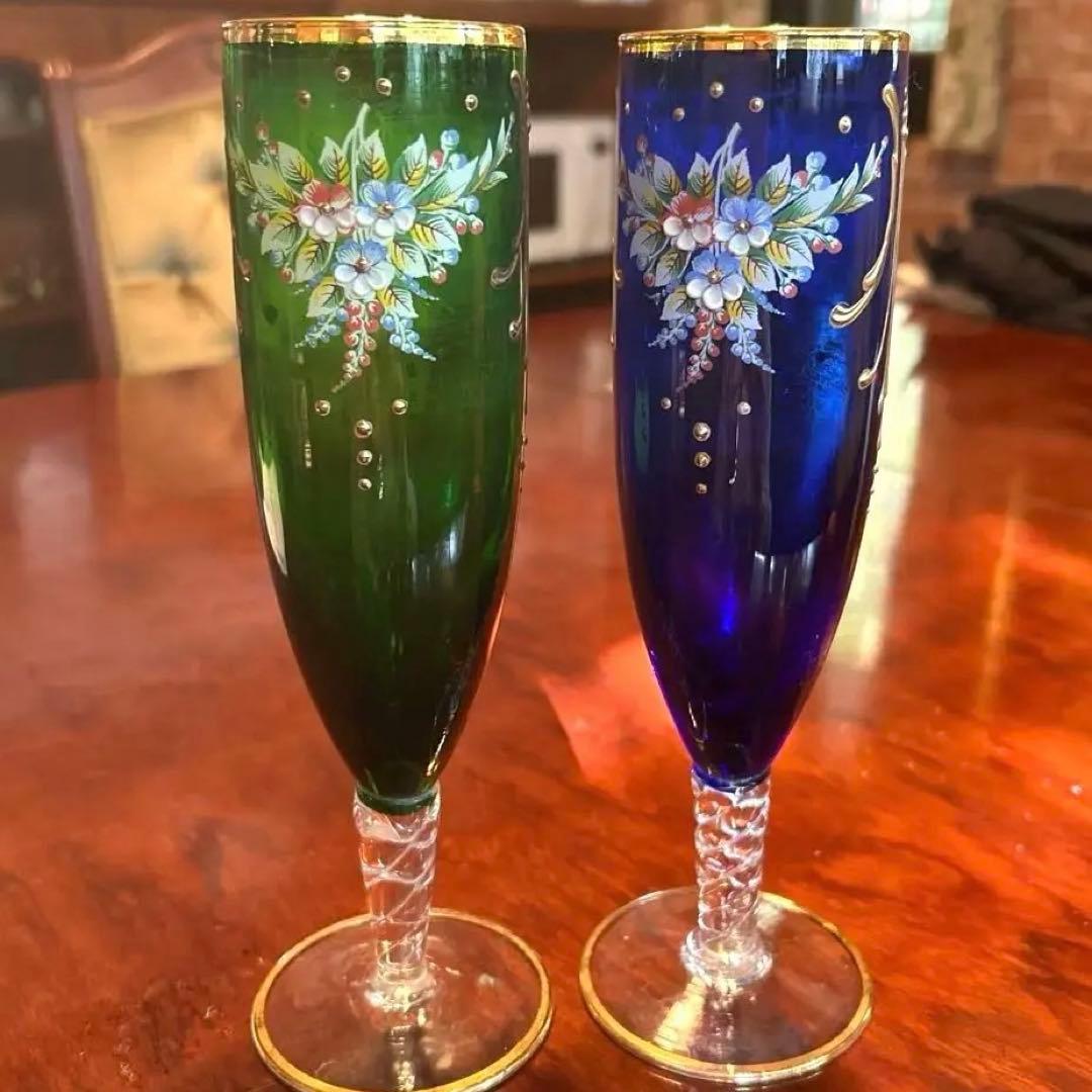 ベネチアンガラス　MURANO GLASS ムラーノグラス　イタリア　花瓶