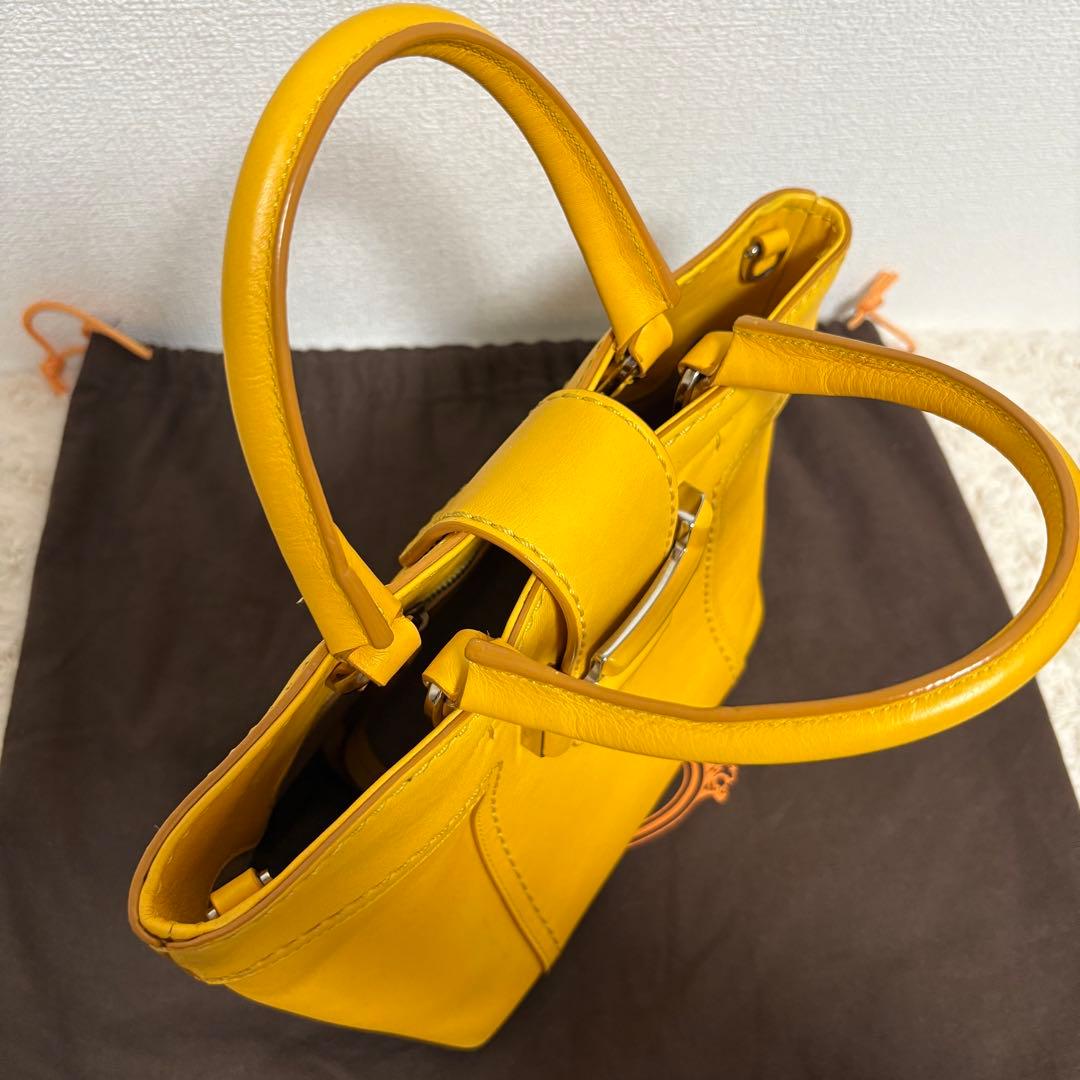 【美品】TOD'S トッズ ダブルTイエロー レザー ショルダーバッグ 2way