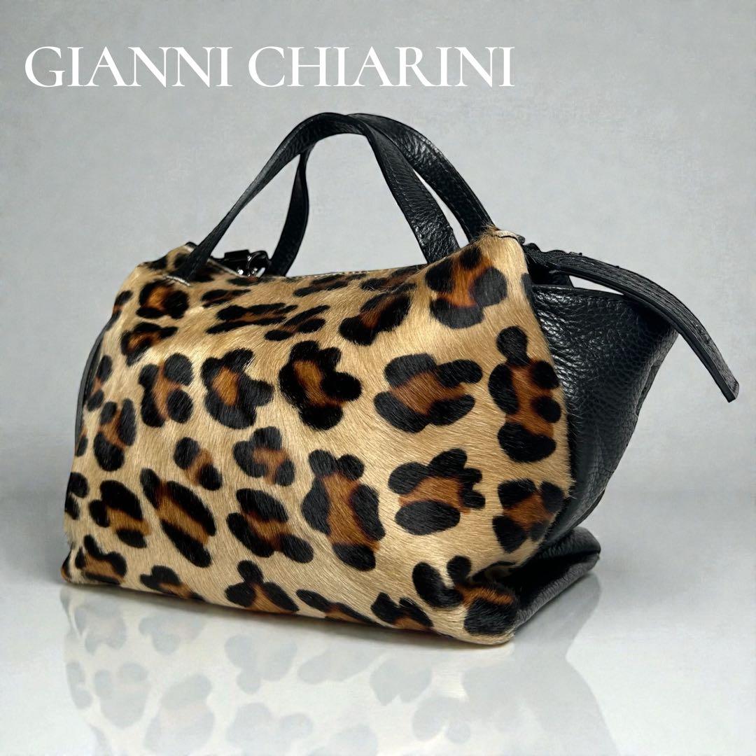 GIANNI CHIARINI ジャンニキアリーニ ハラコレオパードハンドバッグ