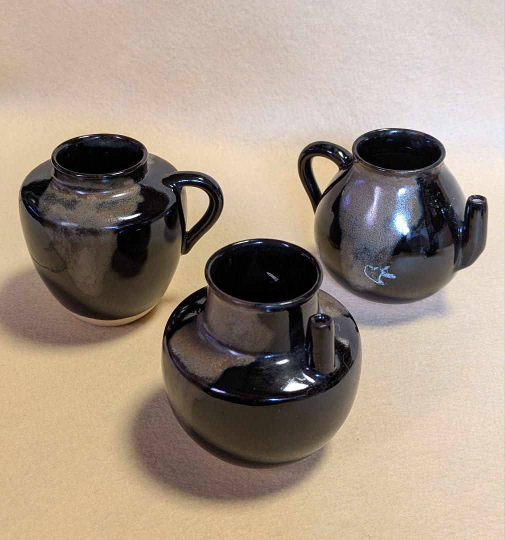 茶道具/ 茶入 /水滴/茶入と水滴/黒薩摩水滴 計4点