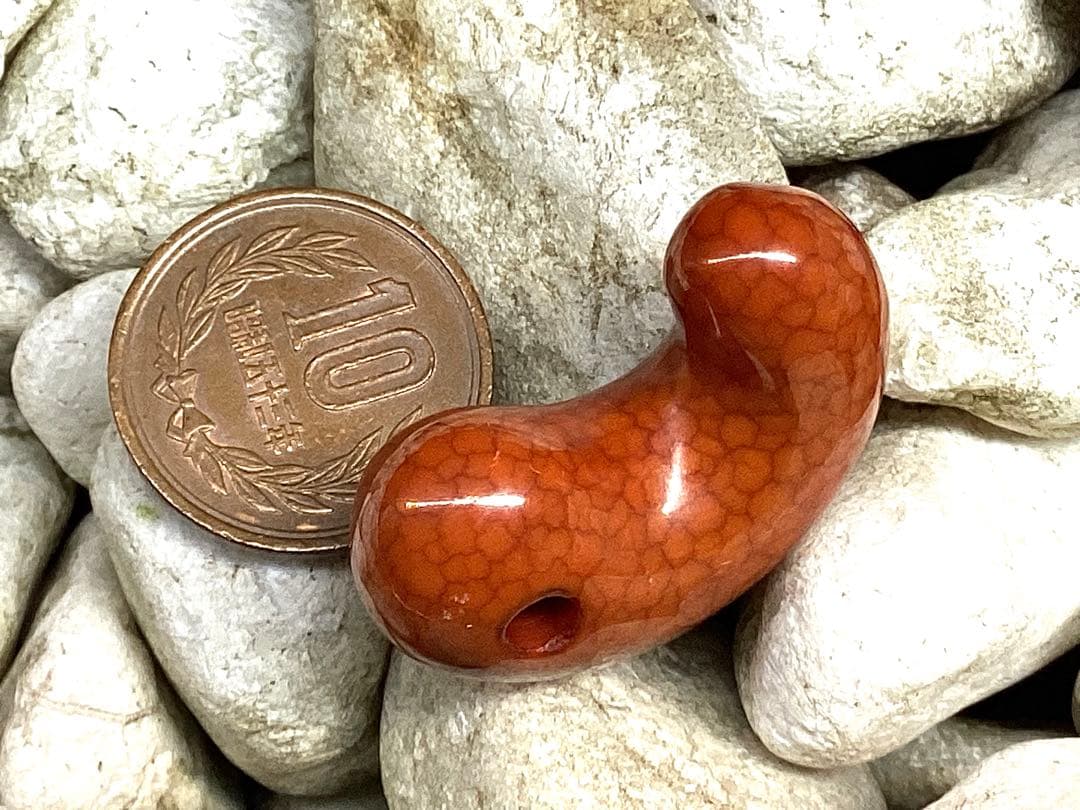 レア‼️30年前の台湾*上肯製【龍紋天珠勾玉】　本物ジャスパー鑑定機関鑑別書取得品