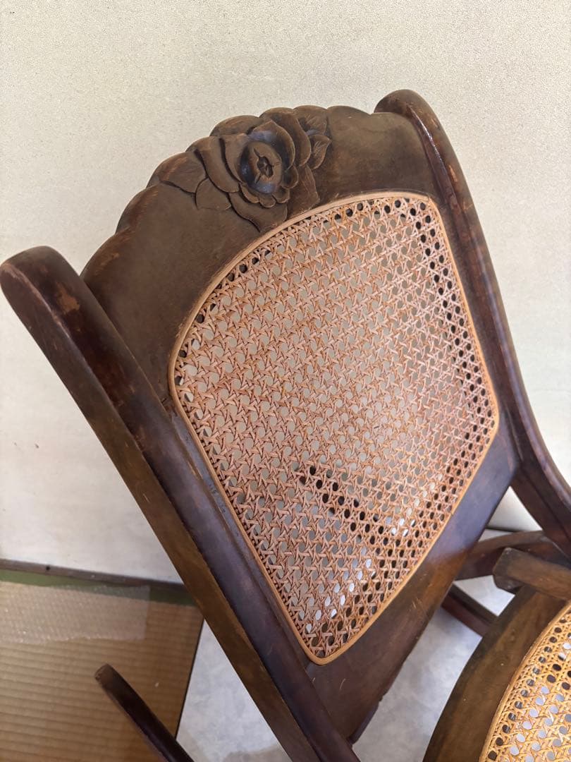 【折りたたみ可能‼️】木製ロッキングチェア ダークブラウン